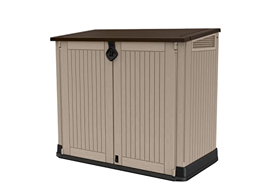 Keter Sio Midi -Cobertizo de jardín Exterior, Capacidad 800L, Color Topo/Beige, 74 x 110 x 130 cm