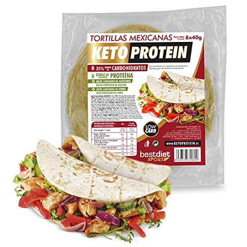 Keto Protein BestDiet - Tortillas de Trigo con un -35% de Carbohidratos, 22% de Proteínas, Pack de 3 paquetes con 8 tortillas mexicanas, 320 g