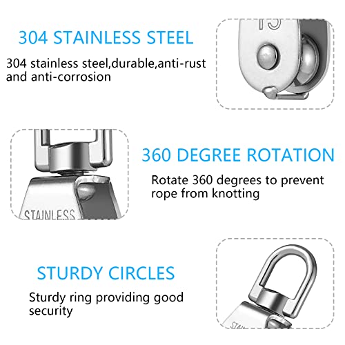 Kewmayer 3 piezas m15 bloque de poleas únicas,poleas de acero inoxidable,ganchos de elevación y poleas únicas en papel
