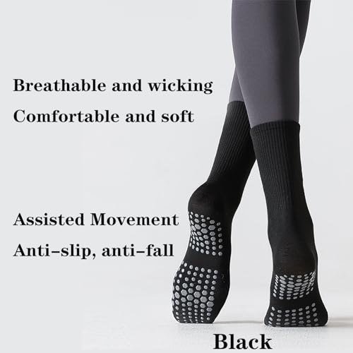 KEYRI 4 Pares Calcetines para Mujer Calcetines Antideslizantes, Calcetines de Entrenamiento de Talla Única, Calcetines Atléticos para Yoga, Pilates, Ballet, Deportes (Rosa+Cian+Blanco+Negro)