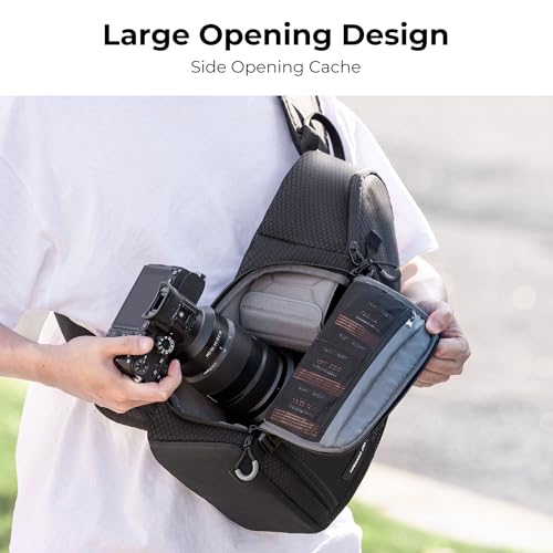 K&F Concept Bolsa para Cámara Sling Camera Bolsa Bandolera Impermeable Antirrobo 10L Foto Mochila Reflex Portátil, Bolsa de Cámara Compatible con DSLR SLR Cámara