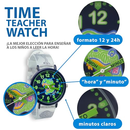 Kiddus Reloj Educativo Analógico para Niño, Niña, Infantil. Aprende la Hora con Nuestro Fácil Sistema Time Teacher, Ejercicios Incluídos.