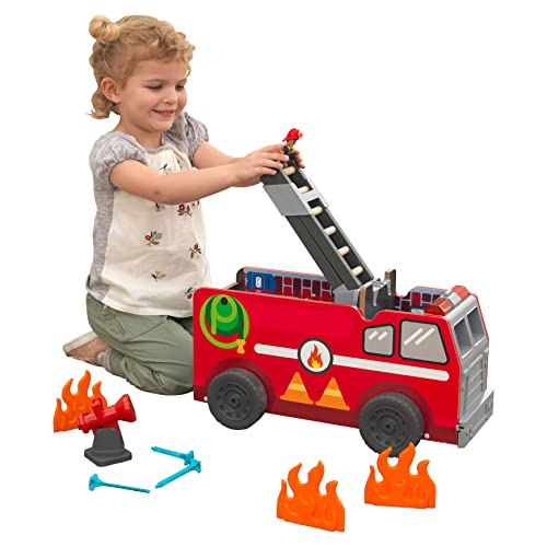 KidKraft Adventure Bound: Estación y Camión de Bomberos de Juguete Transformable 2 en 1 con luz y Sonido, vehículo de Emergencia de Juguete para niños 3+ años (20042)