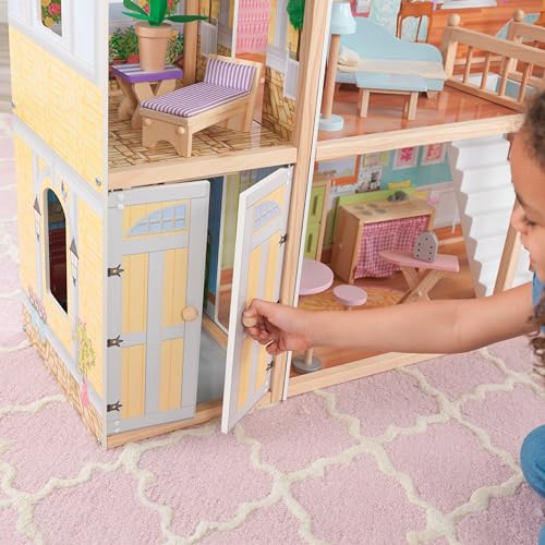 KidKraft Casa de muñecas de Madera Majestic Mansion para muñecas de 30 cm con Muebles y Accesorios, Casita de Juguete con Gato, Ascensor y Garaje, 4 Niveles de Juego (65252) Exclusivo en Amazon