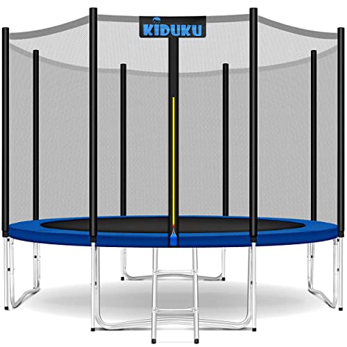 KIDUKU® Cama Elástica de Jardín Ø 305 cm | Set Completo con Red de Seguridad, Escalera, Cobertura, Anclajes y Accesorios | Trampolín Exterior Infantil Niños