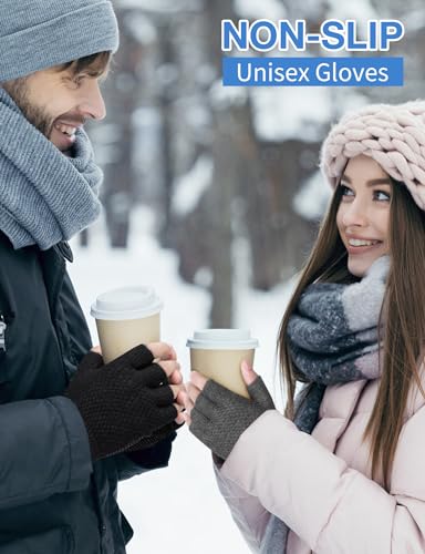 Kiiwah 2 Pares Guantes Sin Dedos Invierno de Antideslizantes, Cálido Guantes Medio Dedo para Hombres y Mujeres, Mitones Sin Dedos para Deportes, Fotografía, Conducción, Actividades en Exterior