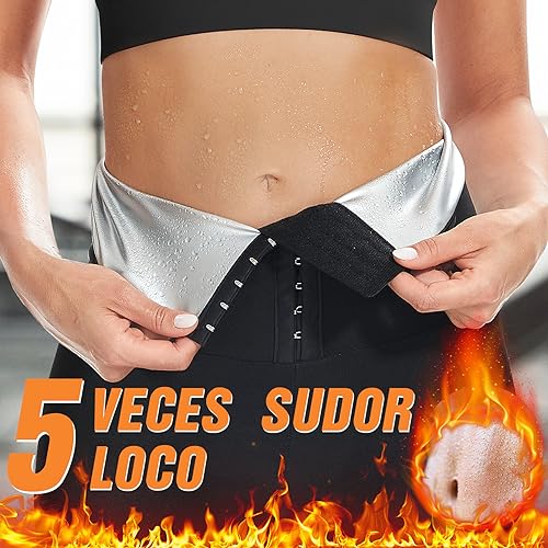 Kiiwah Pantalones Sauna Adelgazantes Mujer Cintura Alta Pantalon Efecto Térmica Sauna Leggins Reductores Adelgazantes Deportivas Pantalón de Sudoración para Gym Fitness Jogging