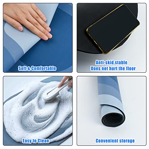 Kikuo Alfombra Baño de Rápida Absorción del Agua, Alfombrilla Baño Antideslizante con Base de Silicona Antideslizante, Alfombra de Baño Bath Mat Rug Lavable (Azul, 40x60cm)