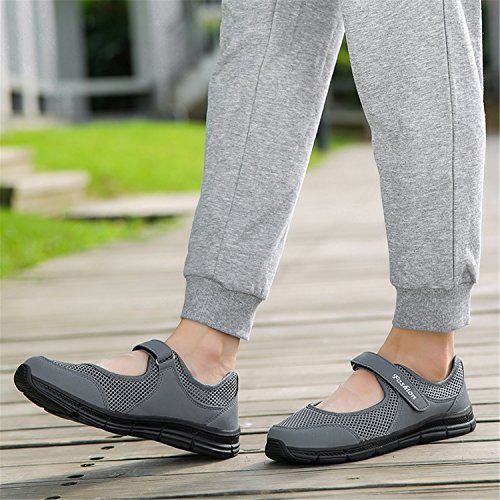 Kimily-UK Mujer Plataforma Zapatillas Respirable Moda cómodos Mocasines Deportes Casual Verano Sandalias Antideslizantes Fitness Correr Calzado Deportivo Zapatilla Malla Plataforma Gris Negro Rojo