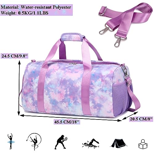 Kimwadalh Mujer Bolsa de Deporte Niñas Bolso de Viaje Portatrajes de Viaje,Ligero Bolsa Deporte Niña para Viaje,Mariposa,Gimnasia,Deporte,Rítmica