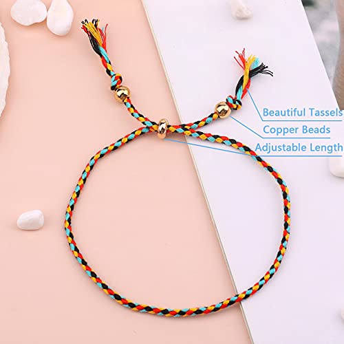 KINBOM 30 Pulseras Amistad Cuentas Colores Multicolor Ajustable Tejido Mano Cuerda Trenzada Pulseras Amistad con Cuentas Cobre Mujeres Adolescentes Niñas Amigos Regalos Fiestas Cumpleaños