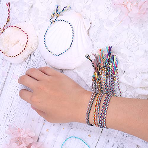 KINBOM 30 Pulseras Amistad Cuentas Colores Multicolor Ajustable Tejido Mano Cuerda Trenzada Pulseras Amistad con Cuentas Cobre Mujeres Adolescentes Niñas Amigos Regalos Fiestas Cumpleaños