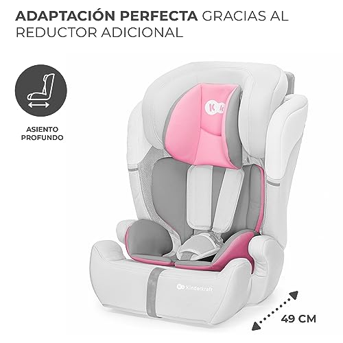 Kinderkraft COMFORT UP I-SIZE 76-150 cm, Silla de coche bebé, Silla coche para niños, Sillade, Cinturón, regula en 11 niveles, Grupo 1/2/3, 15 meses - 12 años, 9-36 kg, Rosa