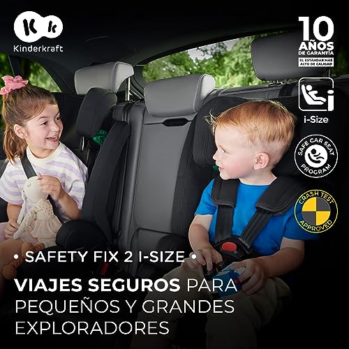 Kinderkraft SAFETY FIX 2 I-SIZE 75-150 cm Silla coche grupo 1 2 3 isofix, Asiento de coche amplio y blando para niño, Arnés interior de 5 puntos, Reposacabezas ajustar, Reductor modular, Gris