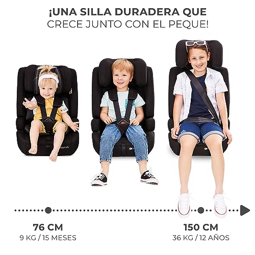 Kinderkraft SAFETY FIX 2 I-SIZE 75-150 cm Silla coche grupo 1 2 3 isofix, Asiento de coche amplio y blando para niño, Arnés interior de 5 puntos, Reposacabezas ajustar, Reductor modular, Gris