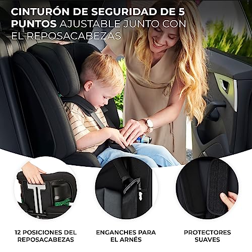 Kinderkraft SAFETY FIX 2 I-SIZE 75-150 cm Silla coche grupo 1 2 3 isofix, Asiento de coche amplio y blando para niño, Arnés interior de 5 puntos, Reposacabezas ajustar, Reductor modular, Gris