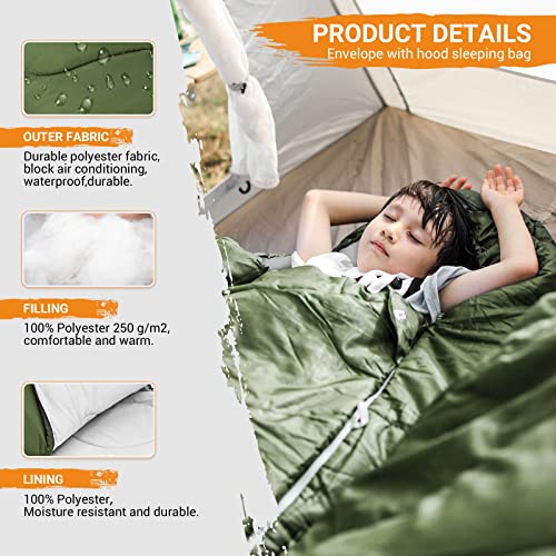 KingCamp Saco de Dormir Momia Saco de Dormir Niños Ultraligero Saco de Dormir Infantil Sleeping Bag para Camping Montaña Portátil Bolsa de Compresión Verano 165 x 70cm