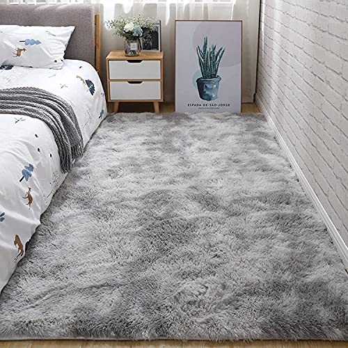 KINGSON Alfombra Salon y de Habitacion con Pelo Largo Moderno - Alfombras Infantiles, Peludas y Grandes para Exterior Pasillo (Nuevo Gris Claro, 140 * 200cm)