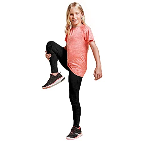 KINKIES Malla Deportiva para niñas - Leggins Largos y elásticos con diseño anátómico, cómodo y Tejido Suave. (8 Años, Negro)