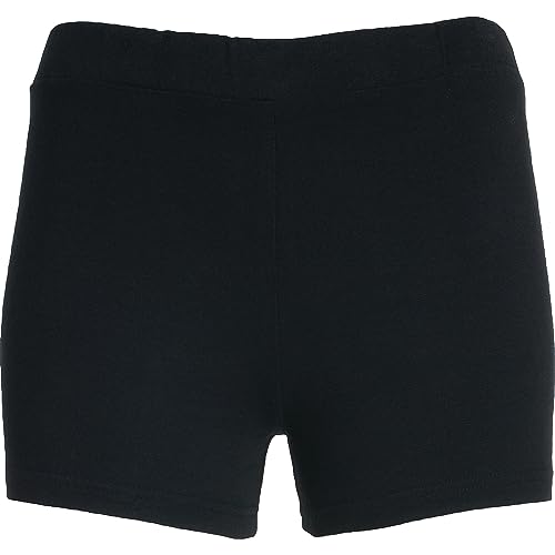 KINKIES Pantalón Corto Deportivo Negro para niñas - Short de Deporte con Cintura elástica, cómodo y Elegante para Chicas (10 años)