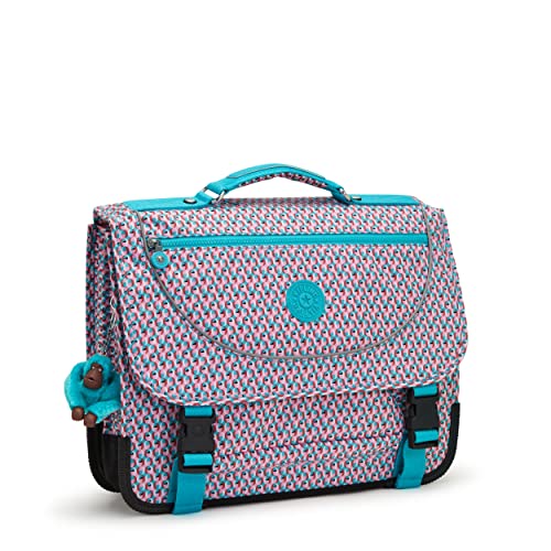 Kipling Preppy, Mochila Escolar con Reflectores y Varios Compartimentos, 41 cm, 15 L, Rosa (Poppy Geo)