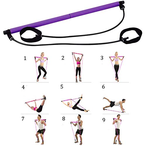 Kit de Barra de Pilates con Banda de Resistencia, expansor de Pecho, Extractor de Brazo, Barra de Pilates, Barra de Ejercicios para Yoga, Fisioterapia, Entrenamiento de Culturismo y