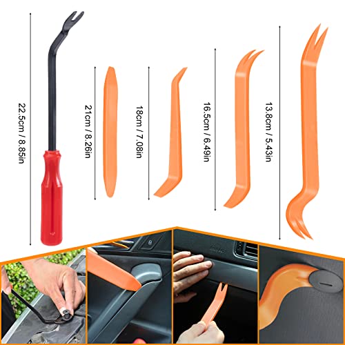 Kit de grapas y remaches para coche. Incluye 6 tipos de grapas para puertas y clips de plástico universales para parachoques. Herramienta de fijación de remaches incluida.