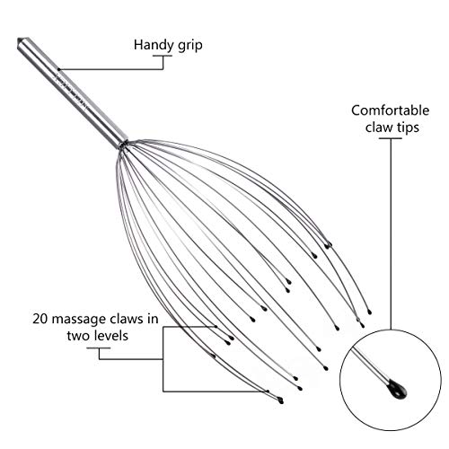 Kit de Masajeador de Cabeza y Espalda, Araña de Masaje para la Cabeza Perfecta, ideal para Relax y Alivio Terapéutico del Estrés, con Anillo de Masaje de Dedos