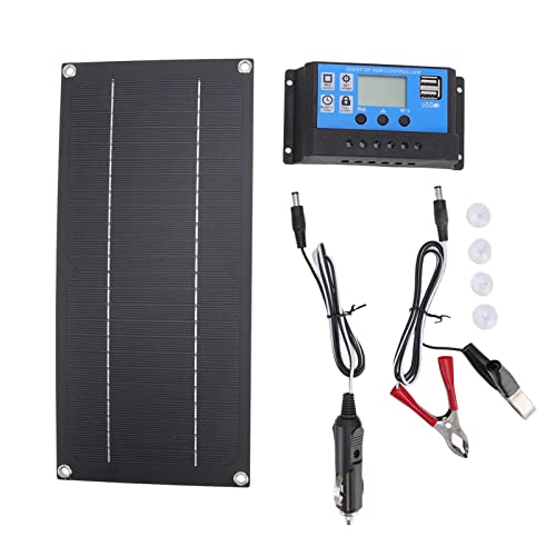 Kit de Panel Solar, Kit de Inicio de Panel Solar Portátil de 600 W 18 V con Panel Solar Monocristalino de 600 W + Controlador de Carga de 100 a 12 V 24 V para RV, Coche, Barco, Remolque, Marino