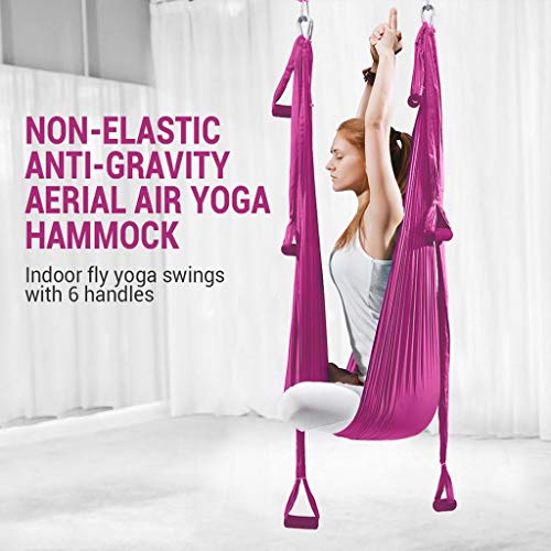 Kit de Yoga Swing tela acrobática de la yoga de la hamaca del vuelo de danza aérea Yoga aérea acrobática tela de seda sedas Antigravity Yoga Hamaca for interiores o exteriores ( Color : Pink )