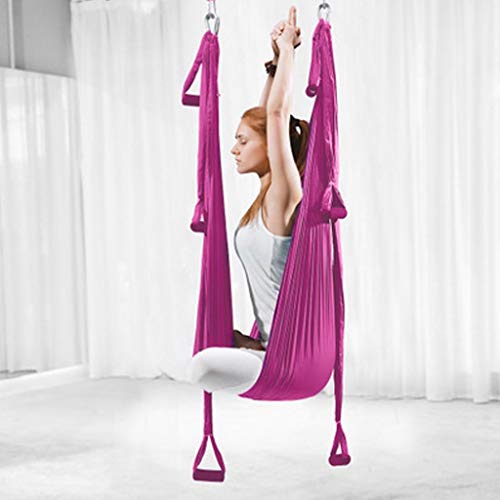 Kit de Yoga Swing tela acrobática de la yoga de la hamaca del vuelo de danza aérea Yoga aérea acrobática tela de seda sedas Antigravity Yoga Hamaca for interiores o exteriores ( Color : Pink )