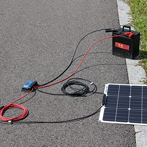 Kit flexible de panel solar de batería de panel solar de 100W 12V con controlador solar de 10A y cable adaptador de PV para caravana, autocaravana, RV, automóvil y carga de batería de 12 V (100)