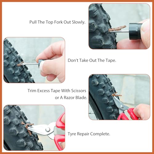 Kit Reparación Neumáticos Bicicleta, Herramientas de Reparación de Ruedas sin Cámara con 15pcs Tiras de Goma, Herramienta para Neumáticos para Bicicleta Ciclismo Carretera MTB, Kit Repara Pinchazos