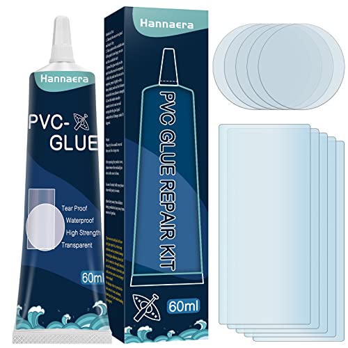 Kit Reparación Piscina, Transparente Parches para Piscinas con Agua, Kit de Reparación de PVC para Bañeras de Hidromasaje y Spas Inflables(60ml)