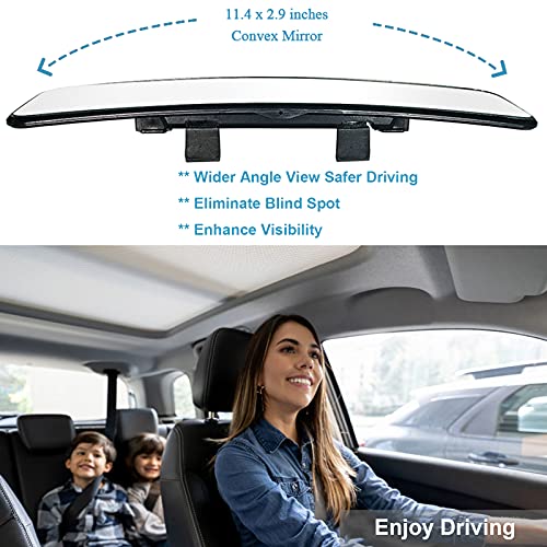 Kitbest - Espejo retrovisor universal para el interior del coche, espejo retrovisor panorámico, gran angular, convexo, SUV, camiones (11.4 pulgadas de largo x 2.9 pulgadas de alto)