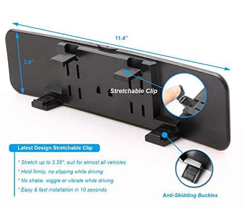 Kitbest - Espejo retrovisor universal para el interior del coche, espejo retrovisor panorámico, gran angular, convexo, SUV, camiones (11.4 pulgadas de largo x 2.9 pulgadas de alto)