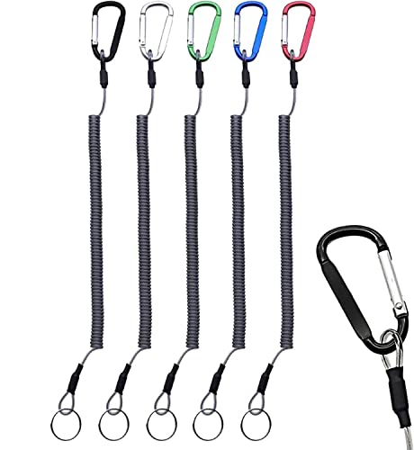 Kiuiom Llavero Espiral,Cordón Espiral, Cordón de Pesca Elástico, 5PCS Cuerda de Pesca Llavero Cuerda Llavero Retractil Llavero Antiperdida Llavero Extensible para Evite Pérdida Herramientas de Pesca