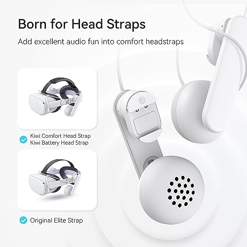 KIWI design Accesorios de Auriculares con Clip Suave de Compatibles con Quest 2, Ajustables para Todas Las Correas de Cabeza Kiwi y la Correa Elite Original, Audio Hi-Fi (No Compatible con Quest 3)