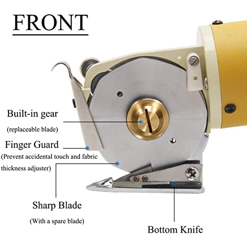 KKTECT Cortadora de tela eléctrica rotativa Tijeras Eléctricas para Tejidos con Espesor de Corte de 1 para tela, cuero y alfombra con cuchillas
