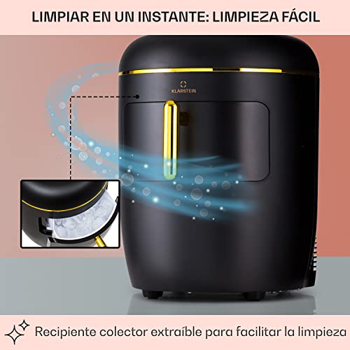 Klarstein Maquina de Hielo para Encimera, Maquina Hacer Cubitos de Hielo para Casa, Producción 15 kg, Depósito Agua Capacidad 2,3 l, Hielos Grandes y Pequeños, Ice Maker Sistema Auto Limpieza