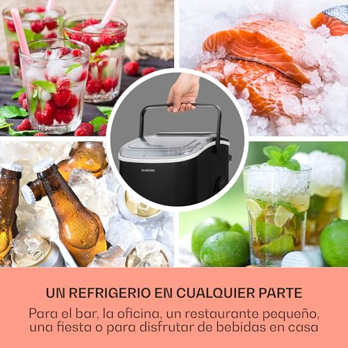 Klarstein Maquina de Hielo para Encimera, Maquina Hacer Cubitos de Hielo para Casa, Producción 20 kg., Depósito Agua Capacidad 3 l., Hielos Grandes y Pequeños, Ice Maker Sistema Auto Limpieza