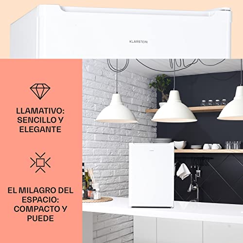 KLARSTEIN Nevera Pequeña 67L para Refrescos y Cerveza con 4L Congelador, Mini Nevera Cristal, Minibar Silencioso, Enfriador de Vino, Interior/Exterior, Frigorificos Estantes Extraíbles