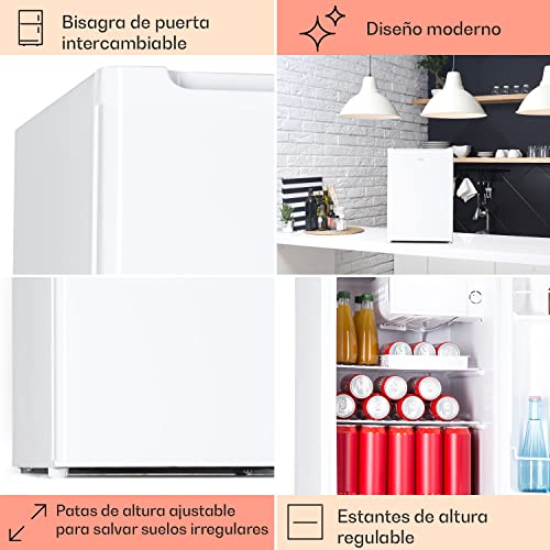 KLARSTEIN Nevera Pequeña 67L para Refrescos y Cerveza con 4L Congelador, Mini Nevera Cristal, Minibar Silencioso, Enfriador de Vino, Interior/Exterior, Frigorificos Estantes Extraíbles