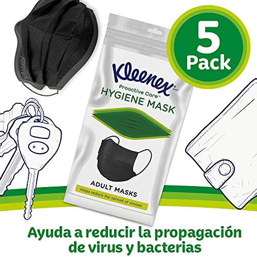 Kleenex Mascarilla Higiénica Adulto Negra 5x18 (90 unidades)