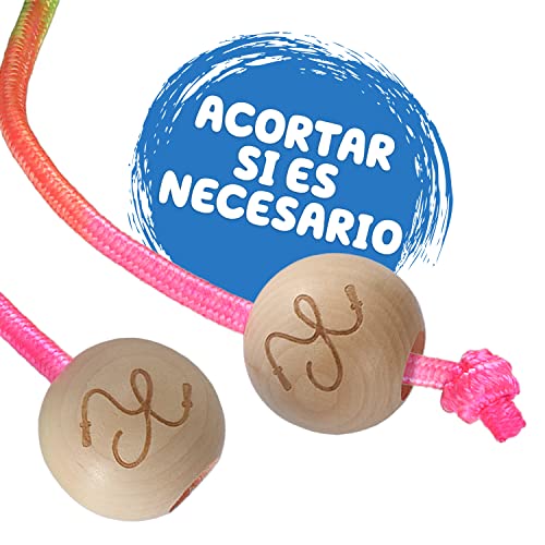 KLEINTOBER Cuerda de saltar para niños I Comba larga de 5 metros, ajustable y color arcoíris I con instrucciones de salto I ideal como regalo para juegos de salto en grupo