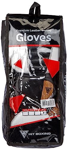 Klicken Sie auf Fitness Guantes de Boxeo Unisex para Adultos, de Piel, Color Negro, Blanco y marrón, 16 oz