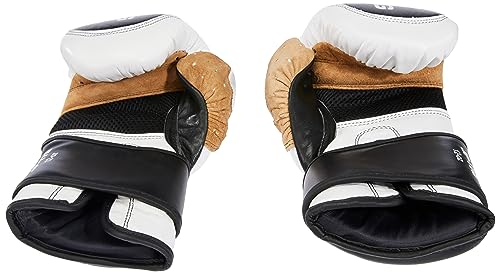 Klicken Sie auf Fitness Guantes de Boxeo Unisex para Adultos, de Piel, Color Negro, Blanco y marrón, 16 oz