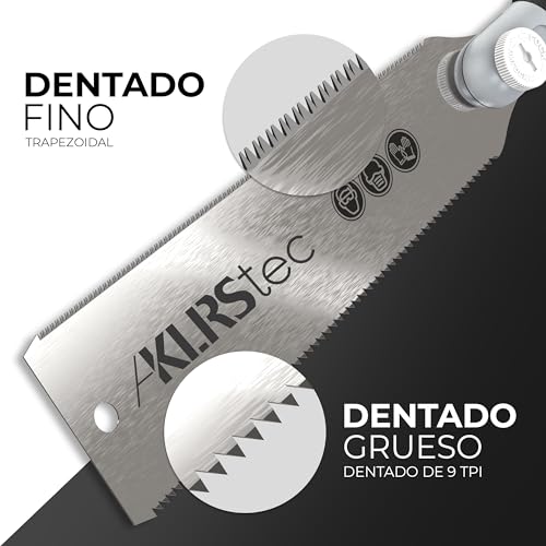 KLRStec® Sierra japonesa profesional para cortes de precisión | Sierra fina de doble cara dentada Ryoba de 240 mm | Perfecta para trabajos con madera y plástico