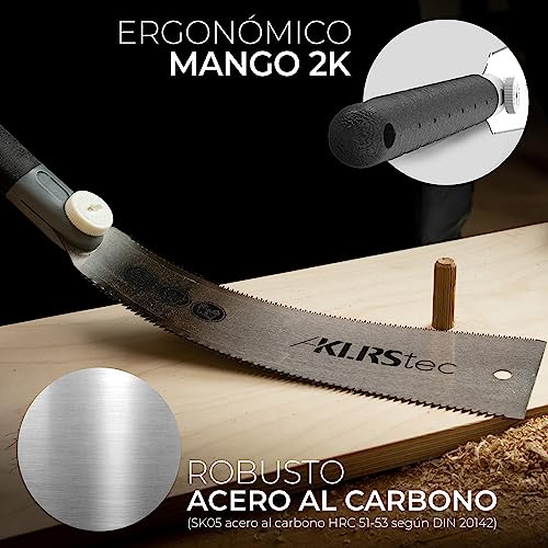 KLRStec® Sierra japonesa profesional para cortes de precisión | Sierra fina de doble cara dentada Ryoba de 240 mm | Perfecta para trabajos con madera y plástico