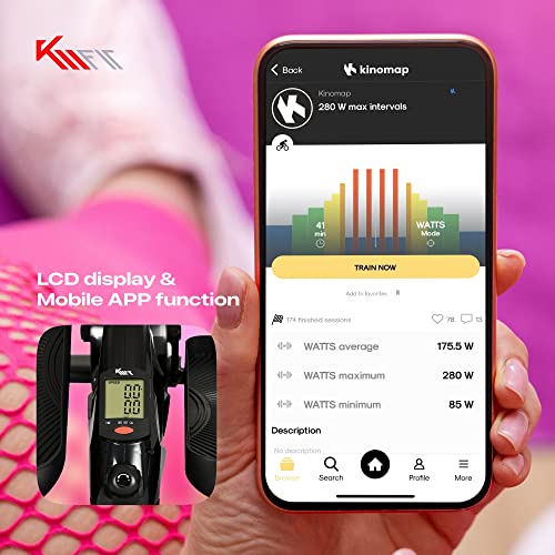 KM Fit Leg Trainer con Pantalla LCD y App | Bicicleta estática | Mini Bicicleta elíptica | Crosstrainer para casa y Oficina | Resistencia magnética continuamente Ajustable | hasta 100 kg